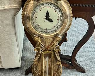 Old French Louis thermometer clock in non-working condition…great decorative relic