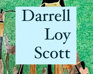 Darrell Loy Scott is best known for his 'folk' paintings. Often they are stylized figurative acrylics on hardboard depicting the rural gentility of African-Americans in the South. Scott was born in Oklahoma, but grew up in northern California where he studied briefly at the College of the Sequoias. His studies were interrupted in the mid-sixties when he enlisted in 1968 to serve in the Air Force in Laos and Thailand during the Vietnam conflict. Following his discharge from military service, he moved to Kentucky, Tennessee, and Puerto Rico. He finally settled in Louisiana, where he worked as a carpenter for thirty years.