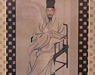 A set of two antique Asian Elders engravings from the late 1800s that are beautifully framed