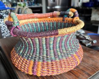 Multi Color Woven Market Basket 