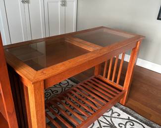 Glass Top Wood Sofa Table 