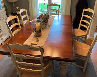 Habersham dining room table in the modern farmhouse style, originally purchased from Urban Diversions in Traverse City, eight chairs, two extensions, 72x48, extensions are 18” each...$4800...available for presale.