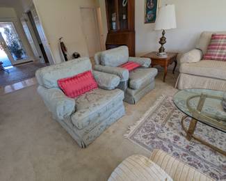 Damask light blue side chairs