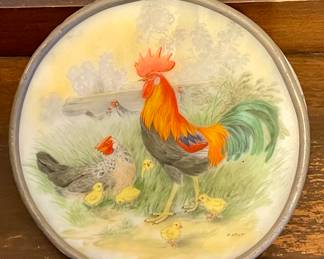 CHICKENS/ROOSTERS DECOR - PAINTED SUN-CATCHER