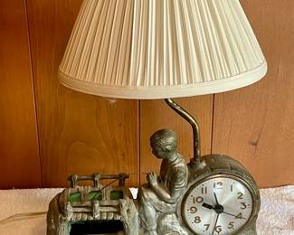 ANTIQUE "FISHING" CLOCK/LAMP by SESSIONS