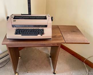 VINTAGE TYPEWRITER TABLE, IBM SELECTRIC TYPEWRITER