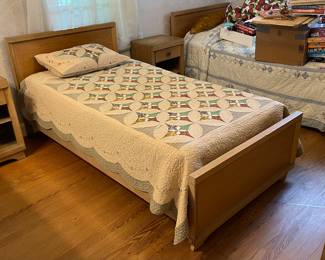 TWIN BED(2), TWIN QUILT/SHAM, NIGHT STAND(2)