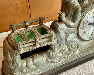 ANTIQUE "FISHING" CLOCK/LAMP by SESSIONS
