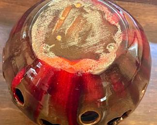 NC GLAZED POTTERY VOTIVE JAR