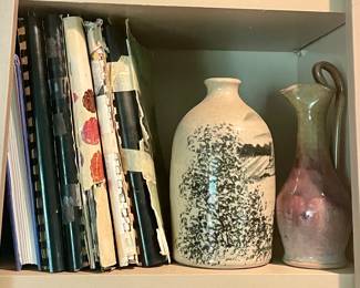 COOKBOOKS, VINTAGE POTTERY PITCHER by GREAT BAY POTTERY, REBECCA PITCHER by NICHOLS POTTERY