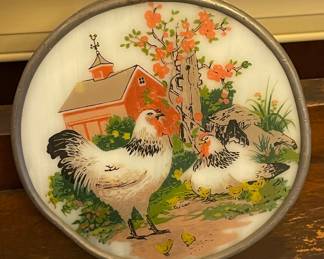 CHICKENS/ROOSTERS DECOR - PAINTED SUN-CATCHER