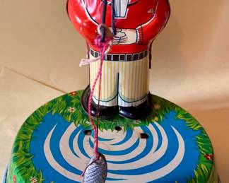 ANTIQUE BOY FISHING TIN LITHO TOY - By SY