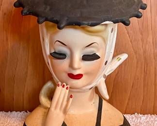 ANTIQUE LADY HEAD VASE