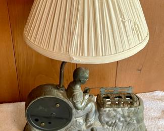 ANTIQUE "FISHING" CLOCK/LAMP by SESSIONS