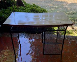 VINTAGE WROUGHT IRON DESK W/LAMP