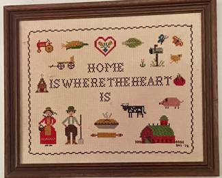 VINTAGE FRAMED CROSS-STITCH