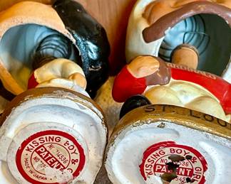 ANTIQUE BOY/GIRL KISSING BOBBLE HEADS - ST LOUIS CARDINALS