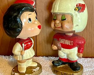 ANTIQUE BOY/GIRL KISSING BOBBLE HEADS - ST LOUIS CARDINALS