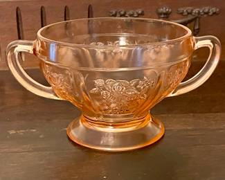 ANTIQUE PINK GLASS SUGAR BOWL