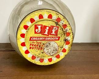 VINTAGE/ANTIQUE GALLON JAR - JIF CREAMY-SMOOTH PEANUT BUTTER 