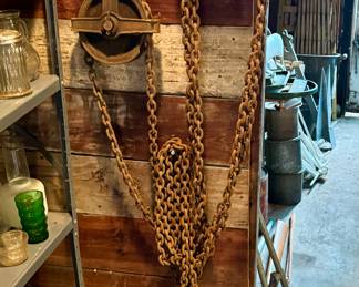 Barn pulley & chain system and a set of small shutters