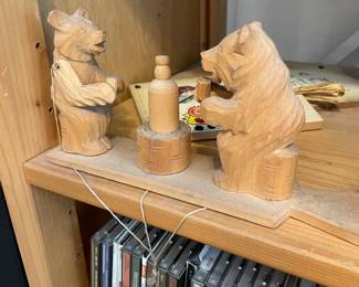 Wooden Carved Animated Bears 