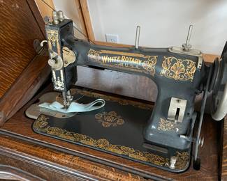 Antique White Sewing Machine 