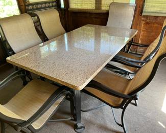 Dioré 7 piece outdoor/patio dining set with granite top table 