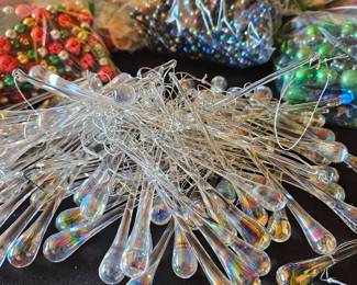Vintage glass icicles and other glass ornaments 