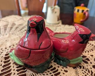 Studio. Nova holiday, Cardinals. Creamer and sugar bowls. What better way to sweetened your coffee or tea!