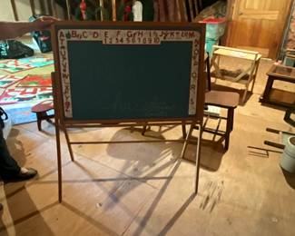 Vintage alphabet chalk board with wooden stand