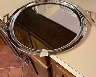 Stainless steel platter with handles