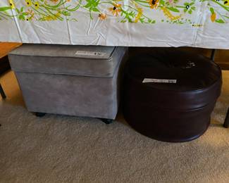 Stirage stool on left - round stool on right