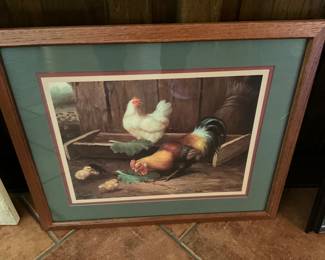 Framed & matted chicken picture