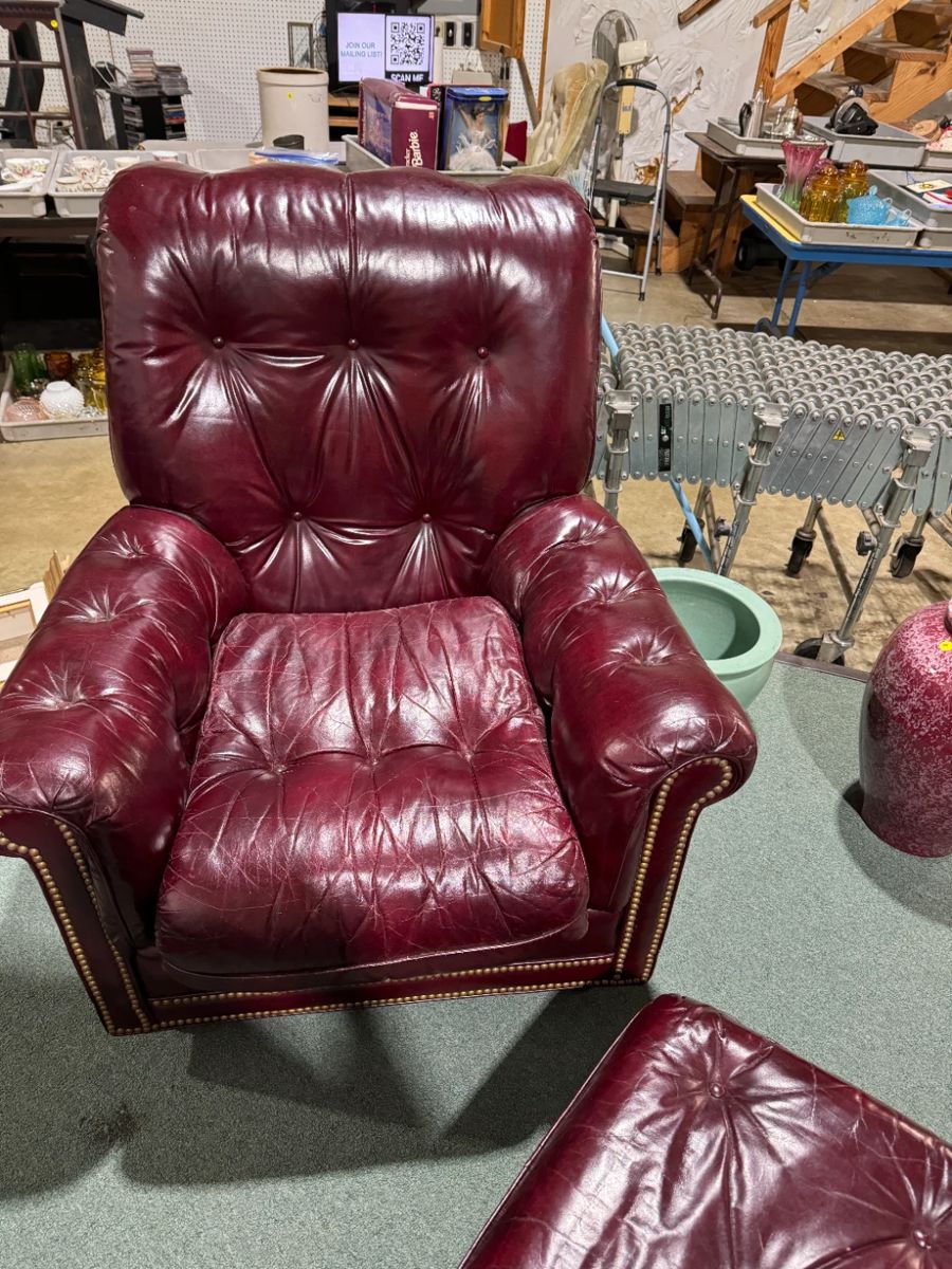 Pair leather arm chairs