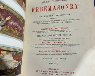 1925 Freemasonry encyclopedia with Mason certificate 