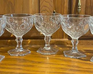 Lot of 5 Coin Dot Pedestal Dessert Dishes- 5 in
