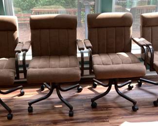 Lot of 4 Brown and Gold Office Chairs

