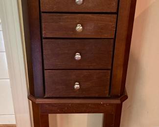 Wood Floor Model Jewelry Cabinet 34”h x 12”w x 8.5”d
