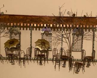 Large Vintage Copper Wall Art, Street Cafe 42”w x 17”h

