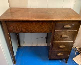 Vintage Small Wood Desk 36w x 30h x 16.5d - drawers are sticky
