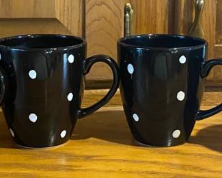 Lot of 4 Waechtersbach Black and White Polka Dot Mugs- 4.5
