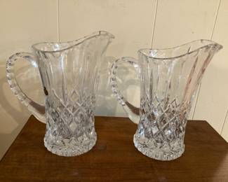 Two Crystal Bleikristall 8.5” Pitchers
