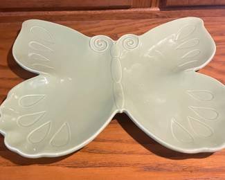 Ceramic Harry and David Green Daisy Garden Butterfly Platter - 14x11.5

