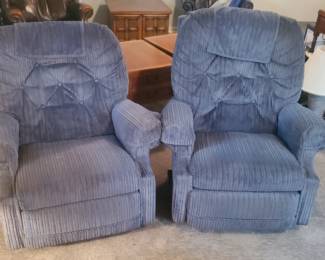 Pair of Blue LA-Z-BOY Recliners
