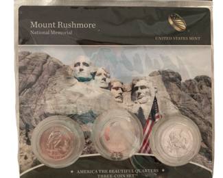 Mount Rushmore American the Beautiful Set of 3 Quarters in Sealed Package
