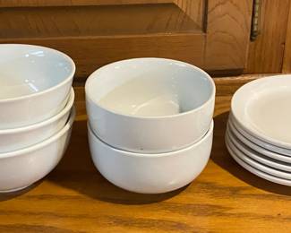 Lot of 11 White Bowls and Saucers
