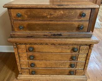 Vintage 2 Piece Sewing Cabinet 24”h x 23”w x 16”d
