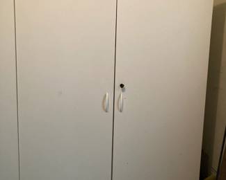 Large Lockable White Particle Board Cabinet 73h x 48w x 21d - LOT A
