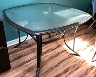 Black Metal w/Textured Glass (underside) Glass Patio Table 44x44x28
